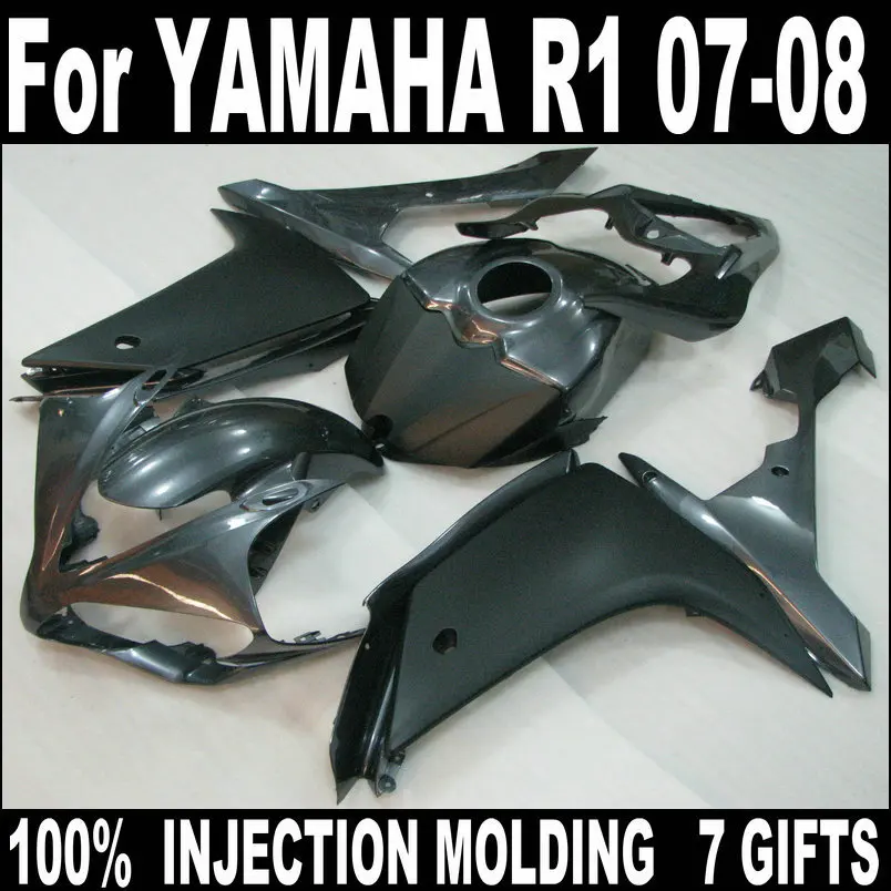 

High quality ABS fairings for YAMAHA injection R1 2007 2008 black silver motorcycle fairing kit YZF R1 07 08 HZ34