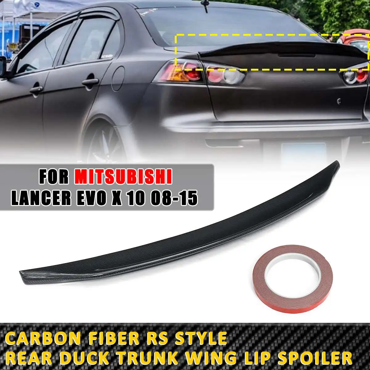 

Carbon Fiber RS Style Rear Trunk Wing Lip Spoiler For Mitsubishi Lancer EVO X 10 2008-2015 Duckbill Style Spoiler