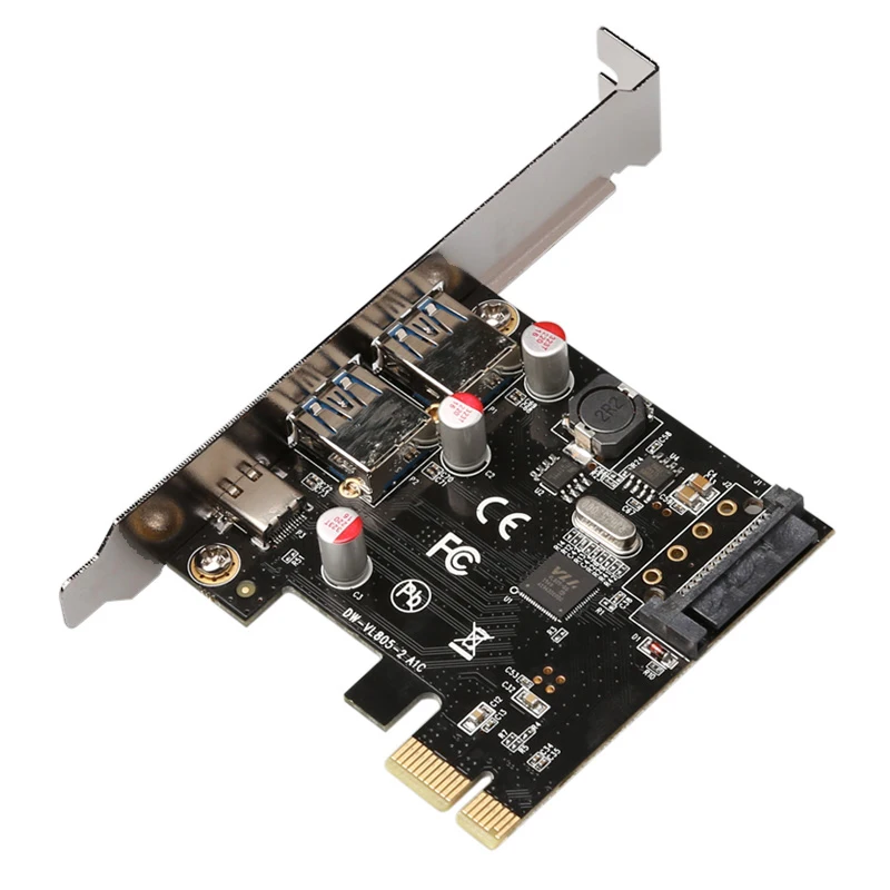 En-Labs USB 3,1 GEN 1(5 Гбит/с) type-C+ 2 USB 3,0 type-A PCI-e Express Card настольный адаптер PCI Express Add On Card, питание по SATA