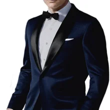 Индивидуальный заказ темно-синий Смокинги для женихов Вдохновленный костюм носить в Джеймс Бонд костюм для свадьбы деловые костюмы жениха костюм(куртка+ Брюки для девочек