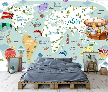 

Custom 3D Photo Mural Wallpaper For Kids Room Cartoon airplane sailing background Non-woven Bedroom Wallpaper Painting decor