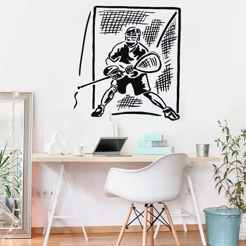 Lacrosse Player Goalkeeper Wall Vinyl Stickers Decals Mural Art Boys