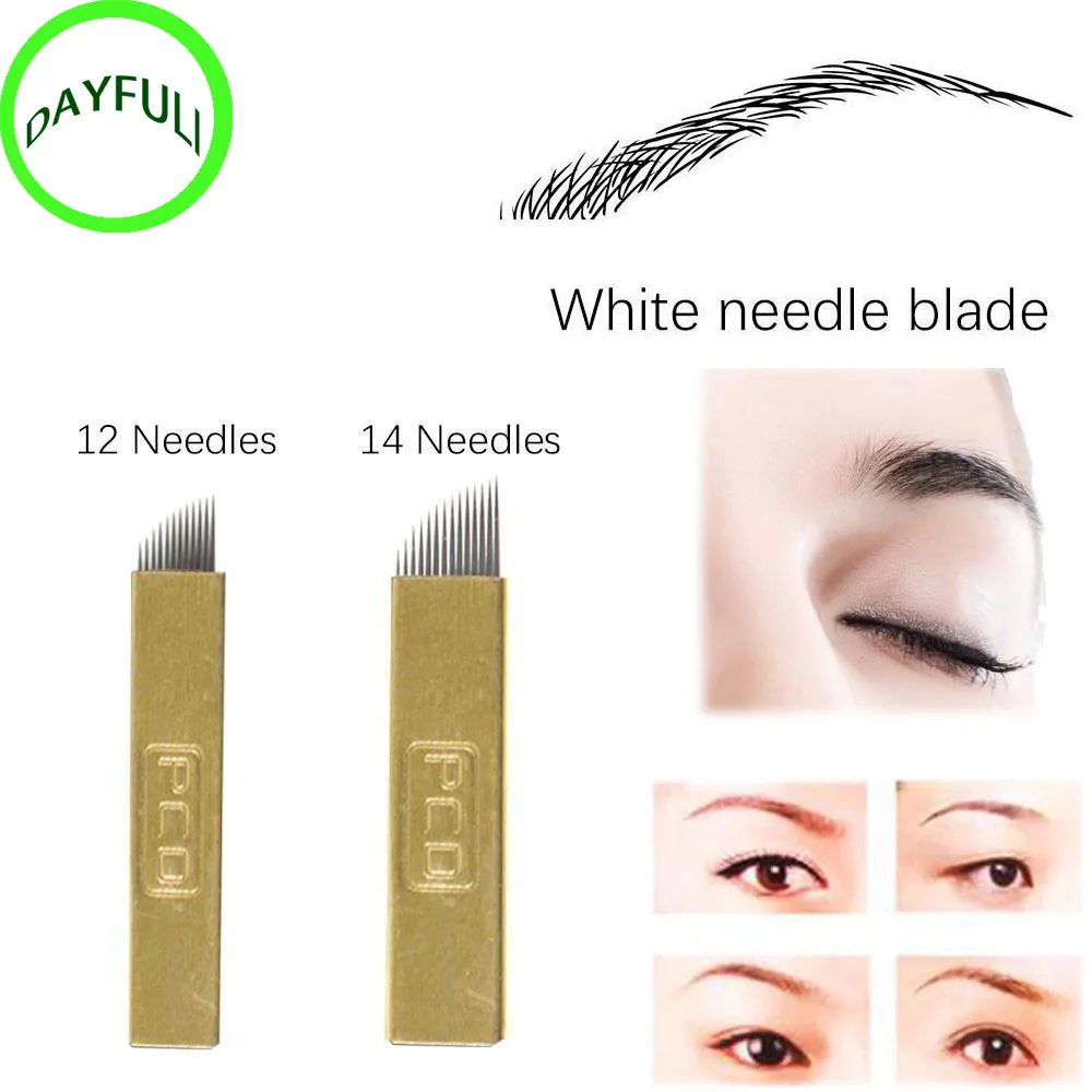 

2pcs PCD 12 Pins Permanent Makeup Eyebrow Tatoo Blade Microblading Needles For 3D Embroidery Manual Tattoo Pen Machine