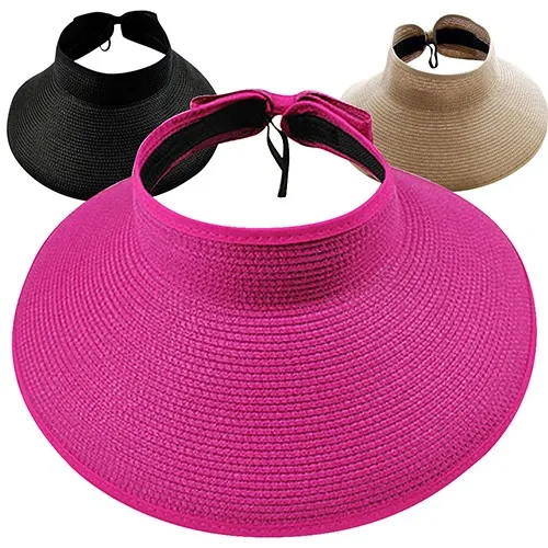 Женский пляжный Солнцезащитный козырек Складная модная соломенная шляпа с широкими полями