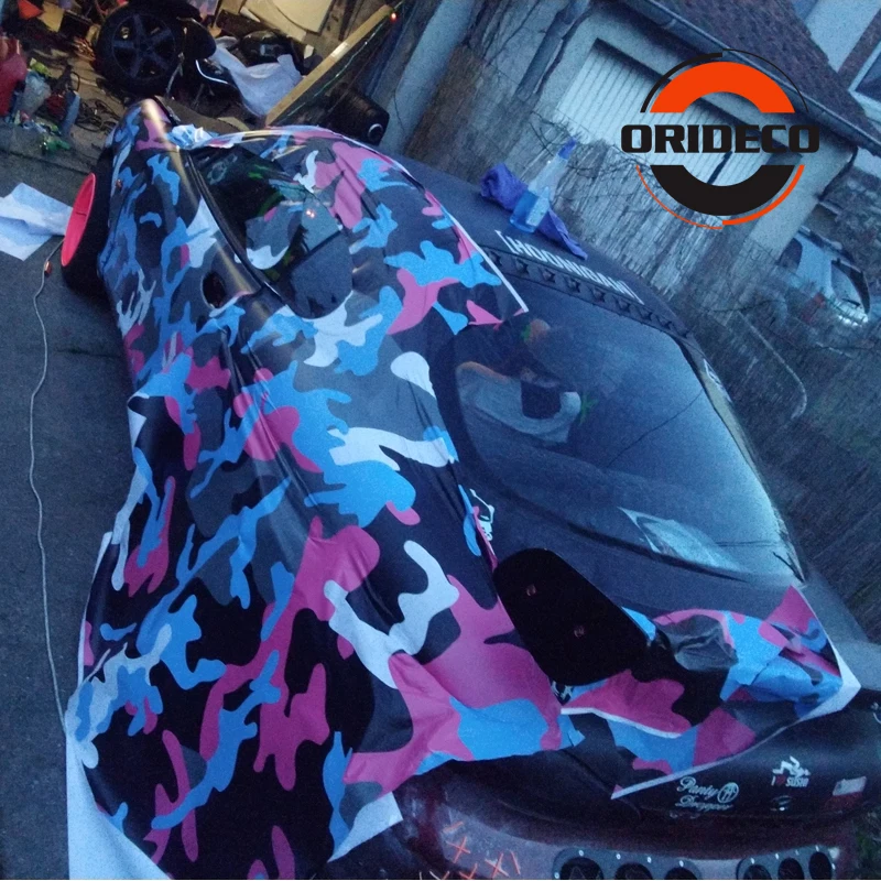 colorful Camo Wraps pink blue black camo vinyl wraps 1