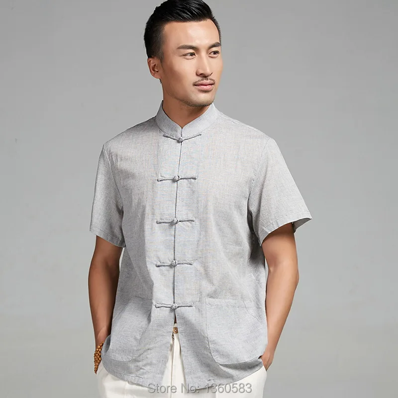 High quality cotton linen summer shirt Chinese style kung fu shirts