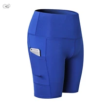 Высокая талия для женщин сухой Fit спортивные шорты для йоги с карманами сжатия эластичные короткие леггинсы для бег фитнес шорты