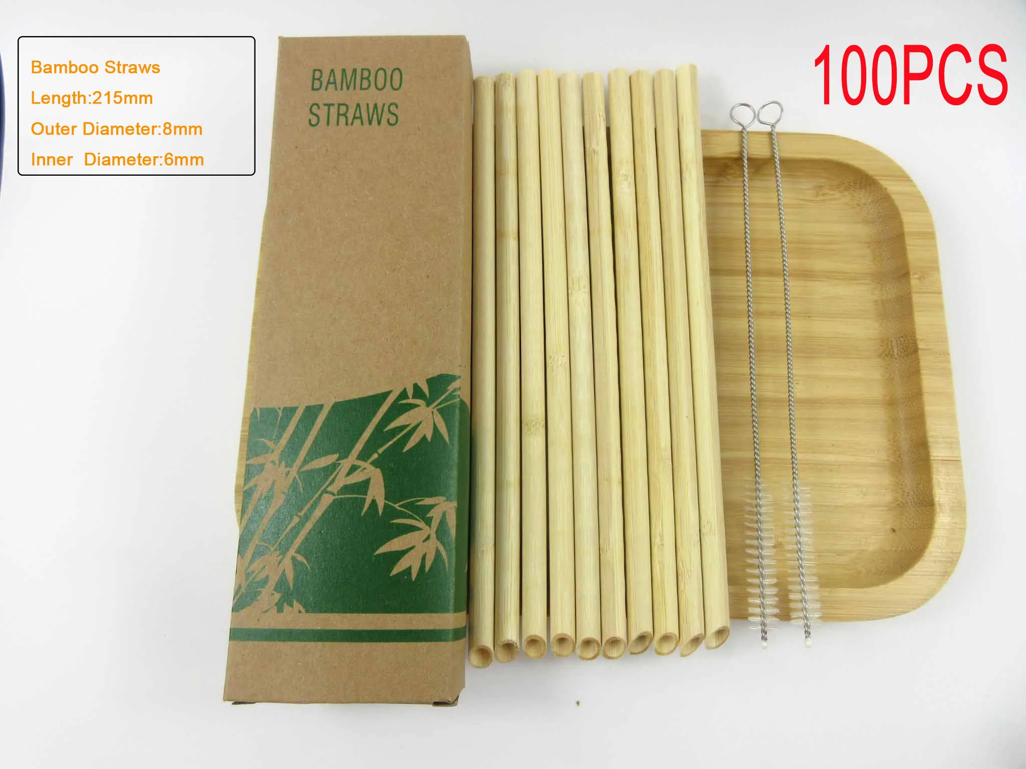 100pcs Оптовые продажи 100 шт. светильник Экологичный Многоразовые соломы 20 см карбонизированные бамбуковые соломинки для смузи остроконечные Кофе Молоко питьевой соломы - Цвет: 100pcs