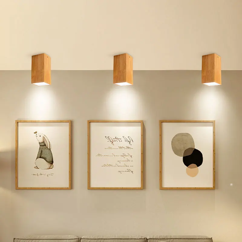 

Solid wood led weg downlight living room ceiling lamp Nordic round square modern ceiling 3w wall mounted aisle small downlight