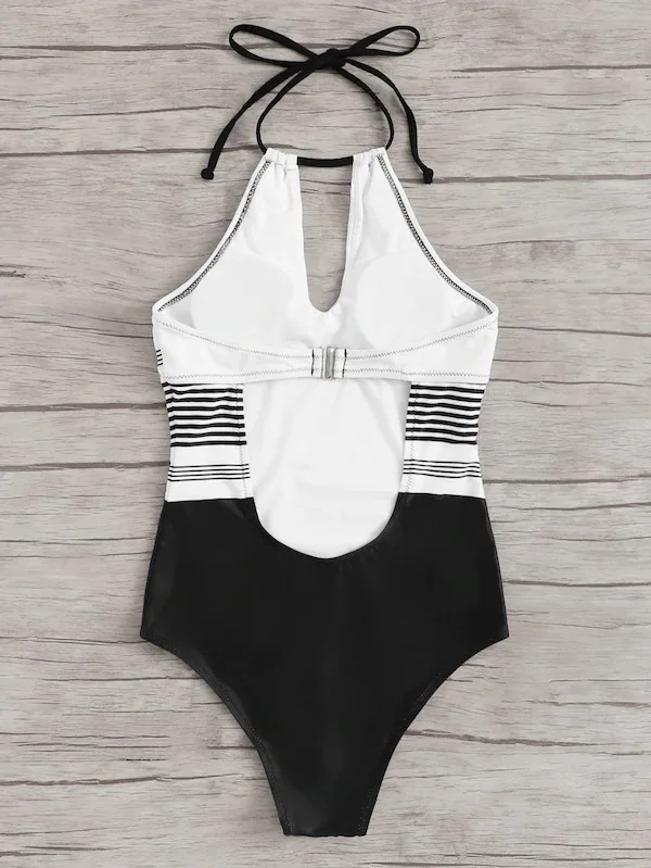 Preise Sexy Weiblichen Badeanzug Ein Stück High Neck Bikini 2019 Neue Ausschnitt Badeanzug Plus Size Bademode Frauen Monokini Sommer Strand XL