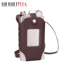 BIUBIUTUA Große Kapazität 18 26 35 UNZE Edelstahl Whiskey Flaschen Braun Transparent Holster Schnalle Flachmann Männer Tragbare