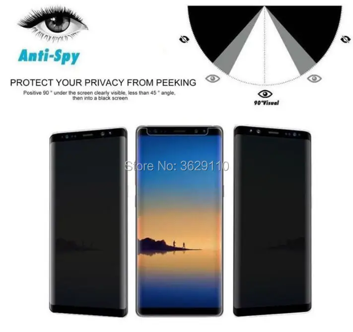 500 шт Для samsung Galaxy S9 S9 Plus S8 S8 Plus Note8 чехол для конфиденциальности 3D полное покрытие закаленное стекло Защита экрана телефона