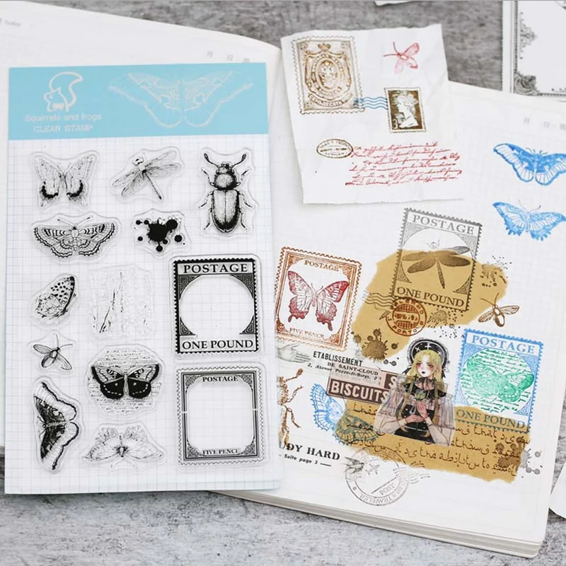 Винтажное растительное насекомое прозрачный силиконовый штамп для ...