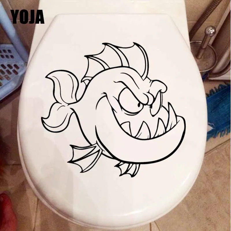 YOJA 24.7X23CM домашний декор Piranha из забавного мультфильма Angry настенный стикер рыбка