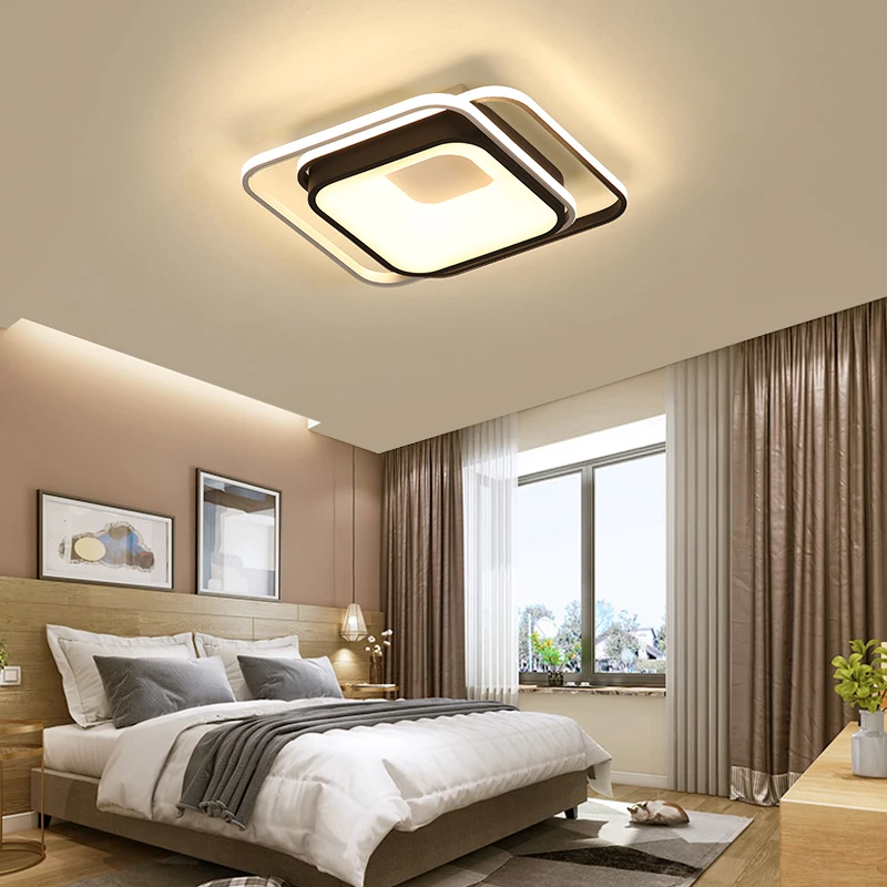

VEIHAO White l LED Ceiling Chandelier for Living Room Bedroom Study Room Balcony Square Round Modern Led Chandelier Lamp