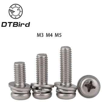 

Free shipping GB9074 316 stainless steel round head Three combination screw M3 M4 M5 M6 cross hot sell 2017