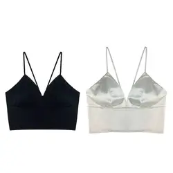 Пикантные Для женщин крючком цветочные кружева Crop Top V шеи бюстгальтер без косточек жилет летняя крючком рукавов дышащее нижнее белье Top 2018