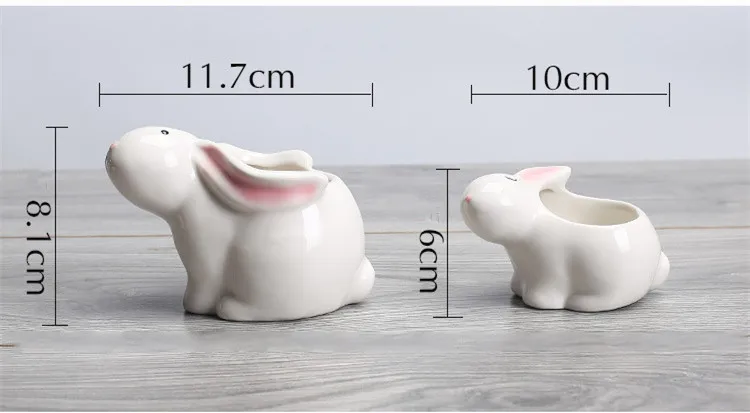 2 шт. мультфильм кролик цветочные горшки керамические слегка комнатное растение пейзаж рабочего сад мясистые home decor 12