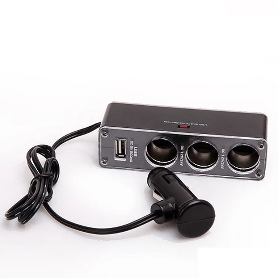 

by dhl or ems 200pcs power lighter one-third for car cigarette lighter with USB charging port one drag three distributor hot