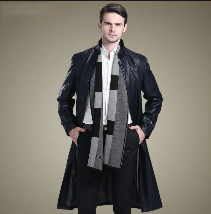 Black Autumn Stand Collar Casual Leather Coats Men Slim Singlebreasted
