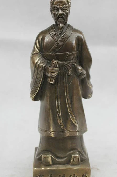 

11"Chinese Folk Bronze carving Famous medical sage zhang zhongjing Statue
