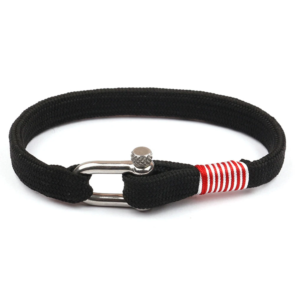 

Hot Sale Navy Style Sport Camping Parachute Cord Survival Bracelet Men With Stainless Steel Shackle Buckle Pulseira
