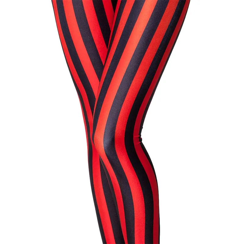 Полосатые женские леггинсы в черно-красную полоску, модные леггинсы в Вертикальную Полоску, леггинсы из спандекса с принтом «Зебра»
