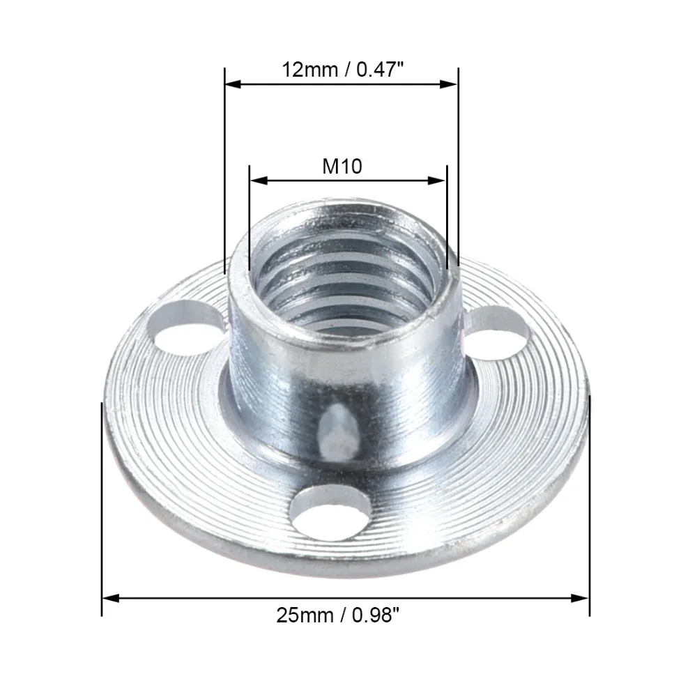 M10 Brad Hole Tee Nut Round Base Iron Zinc Plating Lock Nut Fastener Repair Furniture Hardware Accessories,10pcs