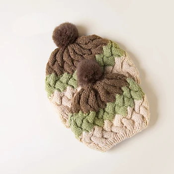 

2017 Fashion Women Parent child cap Winter Hat For Girl 'S Hat Knitted Beanies Cap Hat kids thick female cap Christmas Gift