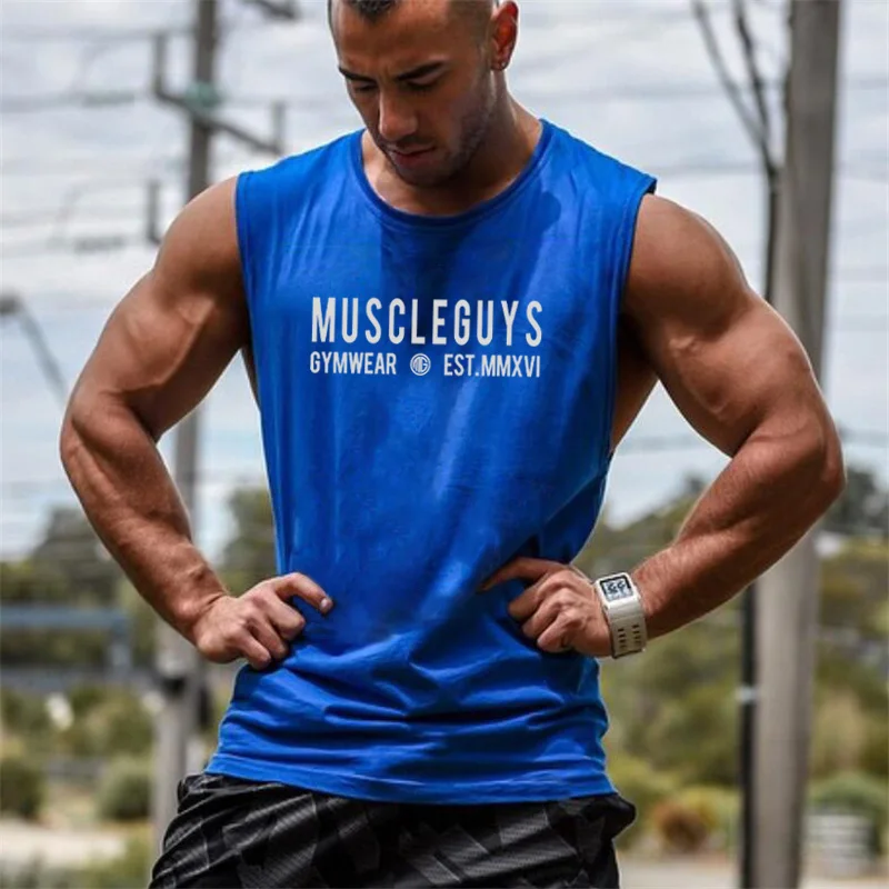

Mens Canottiere Bodybuilding Tank Top Gyms Fitness Sleeveless Shirt Male Cotton Clothing Fashion Singlet Muslce Vest Undershirt