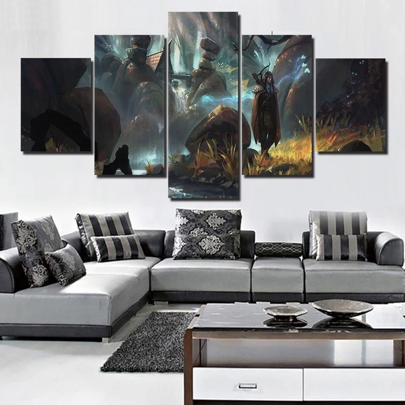 color Paintings World War Battle DOTA Modern Game Poster Wall Print color 5 Panel Home Decorations