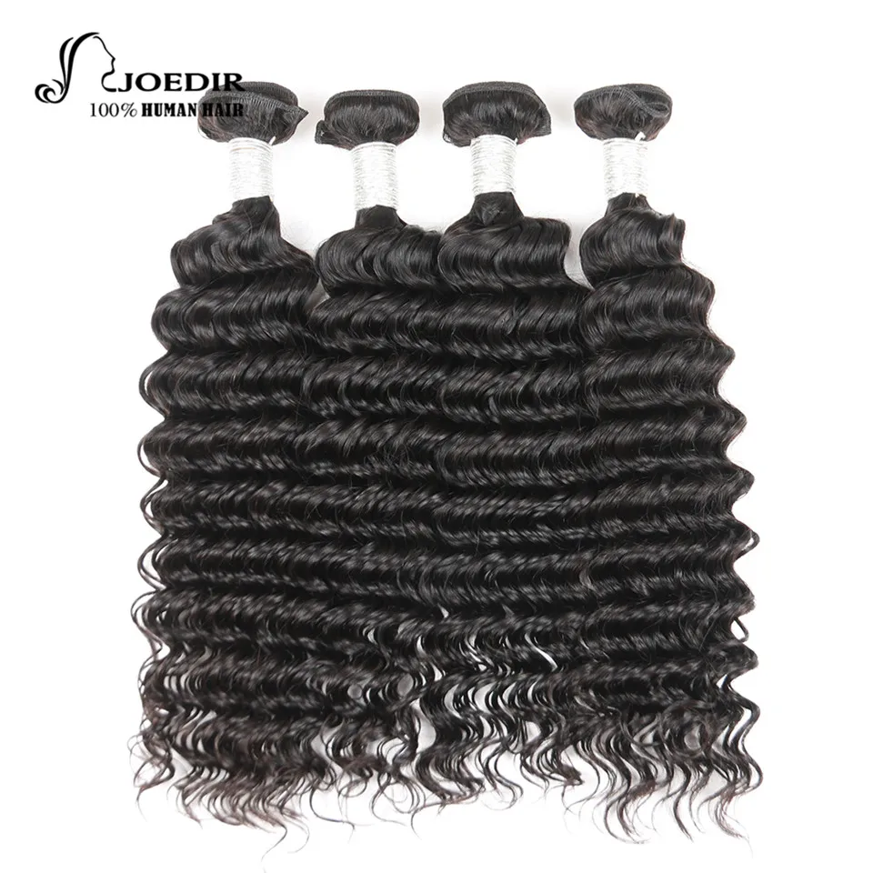 

Joedir Hair Brazilian Deep Wave 3 Bundles With Frontal Closure Human Hair Bundles With Frontal Non Remy Hair Weave Free Shipping