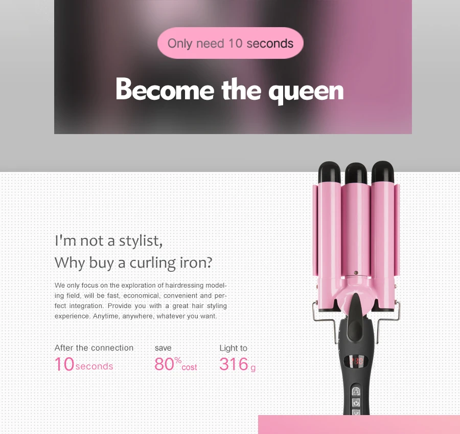 Modelador de Cabelo Nova Chegada Cerâmica Triplo Barris Curling Ferro Profissional Profunda Pérola Acenando Encaracolado Ferramenta Estilo Ikv 2020 3 modelador de cabelo curling ferro profissional profunda