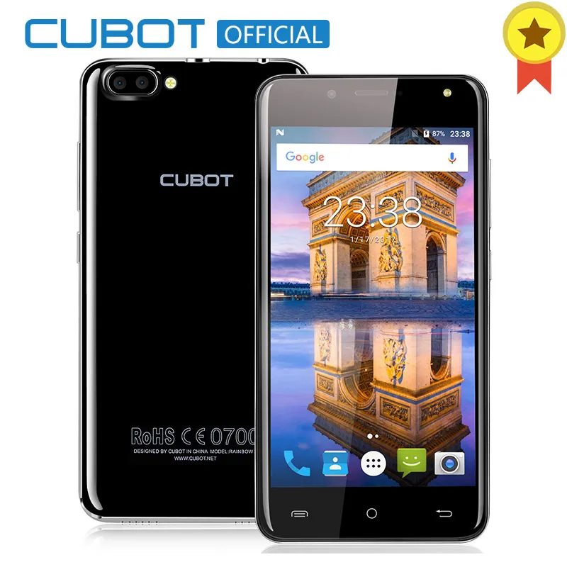 CUBOT Rainbow 2 5.0 Inch MTK6580A Quad Core Smartphone 1GB RAM 16GB ROM Rear Dual Cameras Cell Phone Android 7.0 Mobile | Мобильные