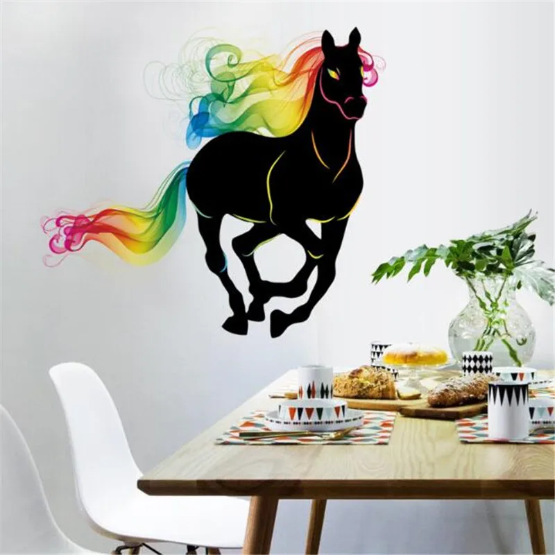 

IDFIAF Colorful Rainbow Horse Wall Sticker Peel and Stick Removable Vinyl Art Decal Mural Home Decor for Kids Room