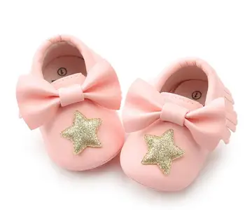 

2020 ROMIRUS New star style baby moccasins big bow PU leather first walker shoes soft sole infant girls shoes fot 0-18M