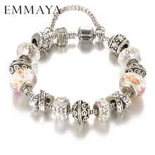 Emmaya Новинка года цвет серебра талисман стекло браслеты для женщин браслеты с бусинами из кристаллов и браслеты Pulseras леди ювелирные изделия
