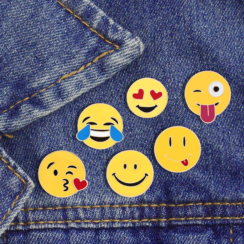 

Cute Chat Expression Enamel Brooch Funny Collar Badge Bag Pins Surprise For Child Gift Men Women Classic 6 styles Smile Jewelry