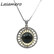 Lasamer 10.5 мм круглой огранки твердое янтаря 925 стерлингов Серебряные ювелирные изделия бренда Модные украшения Для женщин Подвески