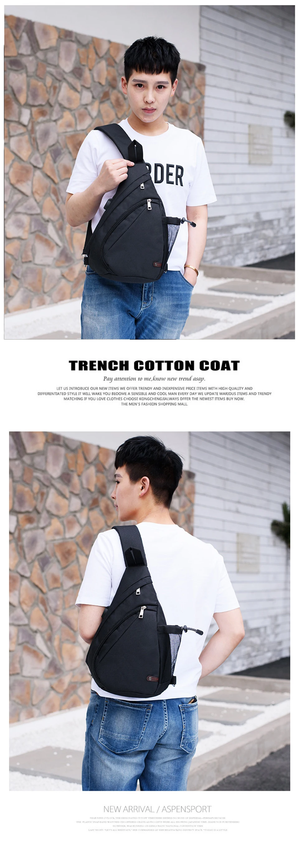 Mens Chest Bag Crossbody Shoulder Bags Women Bagpack Male Messenger Back Packs Cross Body USB Charging Business School Sac Bolsa (20)