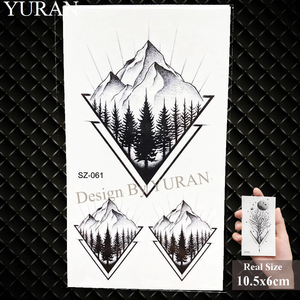 Erogenous Geometric Wolf Temporary Tattoo Geometric Floral Women Body Arm Wrist Tattoo Stickers Men Bulb Water Transfer Tatoos