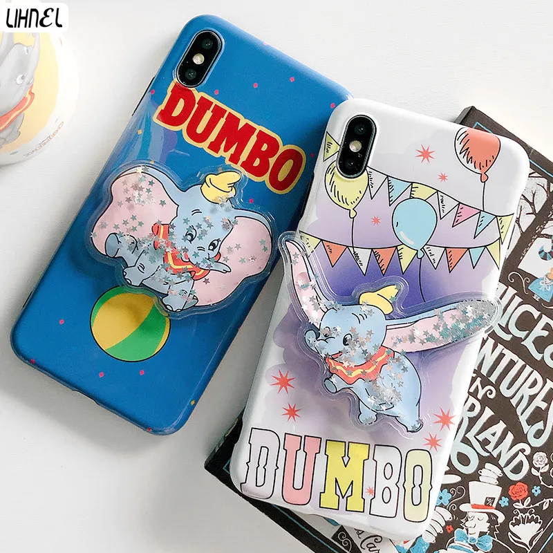 

Dumbo Eelephant Dynamic Liquid Squishy IMD Case for iPhone XR X XS Max 6 6splus 7 7Plus 8 8Plus for Huawei P20 Pro Mate20 Pro