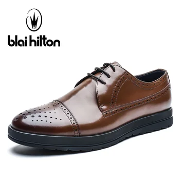 

Blai Hilton 2017 Fashion men shoes Genuine Leather shoes Breathable/Comfortable Business Men's Casual Shoes