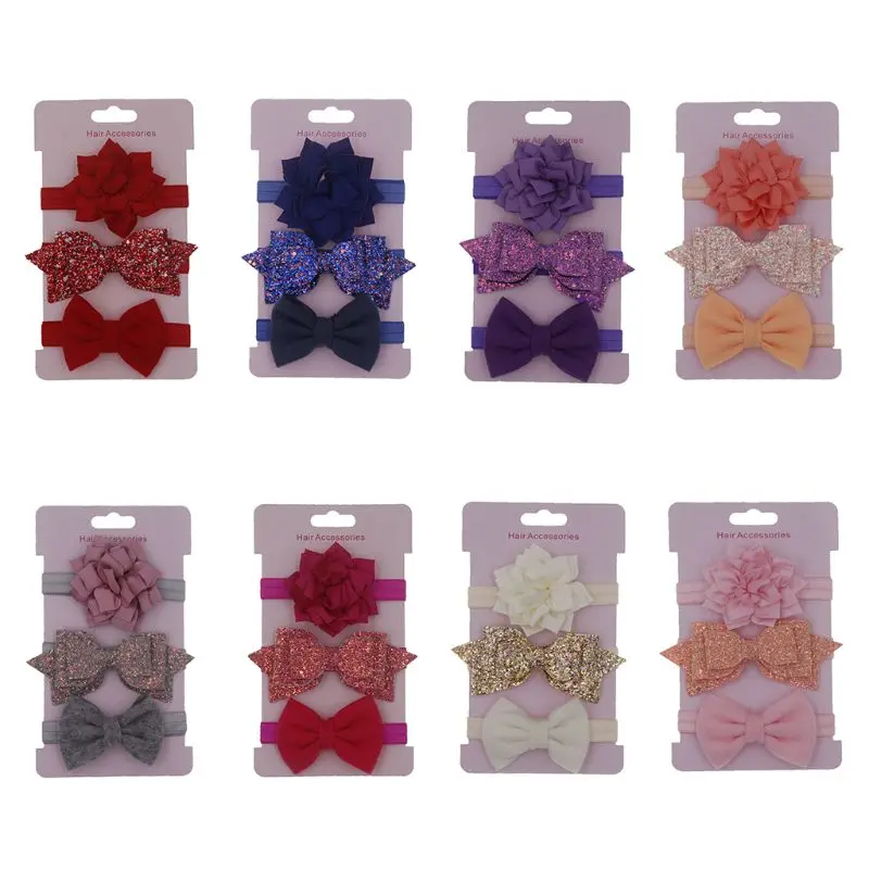 

3 Pcs/Set Children Kids Hair Rope Cartoon Cute Lotus Bow Girls Ponytail Elastic Band Jewelry Gifts