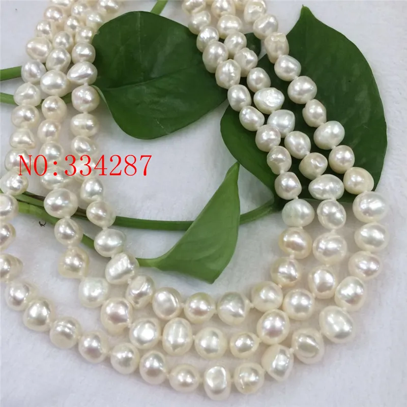 New long section of natural irregular white freshwater pearl necklace 8-9MM 50 inches Long sweater chain