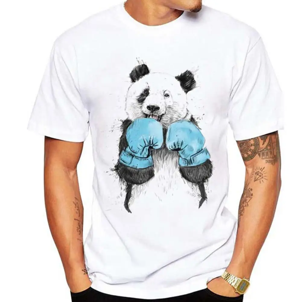 

New Wrestling Panda Comedy Short Sleeve Cool T Shirt Men T Shirt Summer Fashion Funny T-shirt