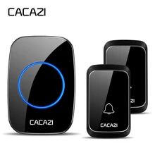 Беспроводной водонепроницаемый дверной звонок CACAZI, умный, работающий от батареи постоянного тока, 300 м, пульт дистанционного управления, 1, 2 кнопки x 1, 2 приемника, 36 колокольчиков, беспроводной дверной Звонок
