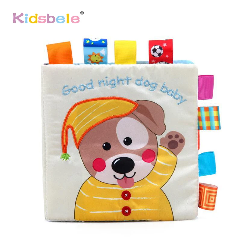 

Soft Books For Newborn Baby Toys Touch and Feel Activity Goodnight Dog Baby Cloth Book Learning Educational Toy