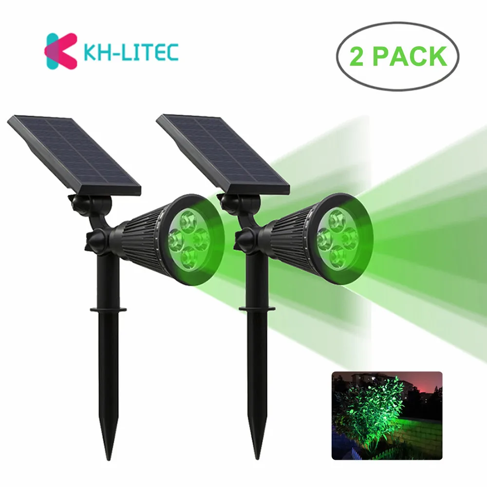 Luzes de Parede Paisagem ao ar Solar à Prova Luzes para Jardim Khlitec Pack Solar Holofotes Luz 2-em-1 Ip65 4 Ajustável Levou Livre d’ Água 2