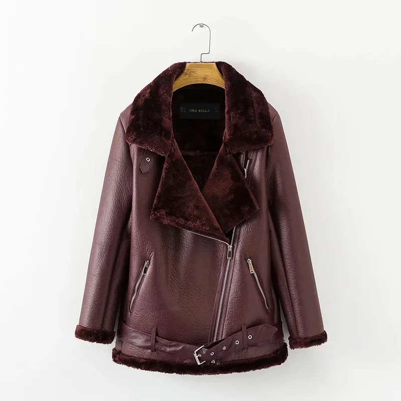 Autumn Winter Coat New 2019 Top Brand Women Punk Lapel thickened Padded Warm PU leather coats